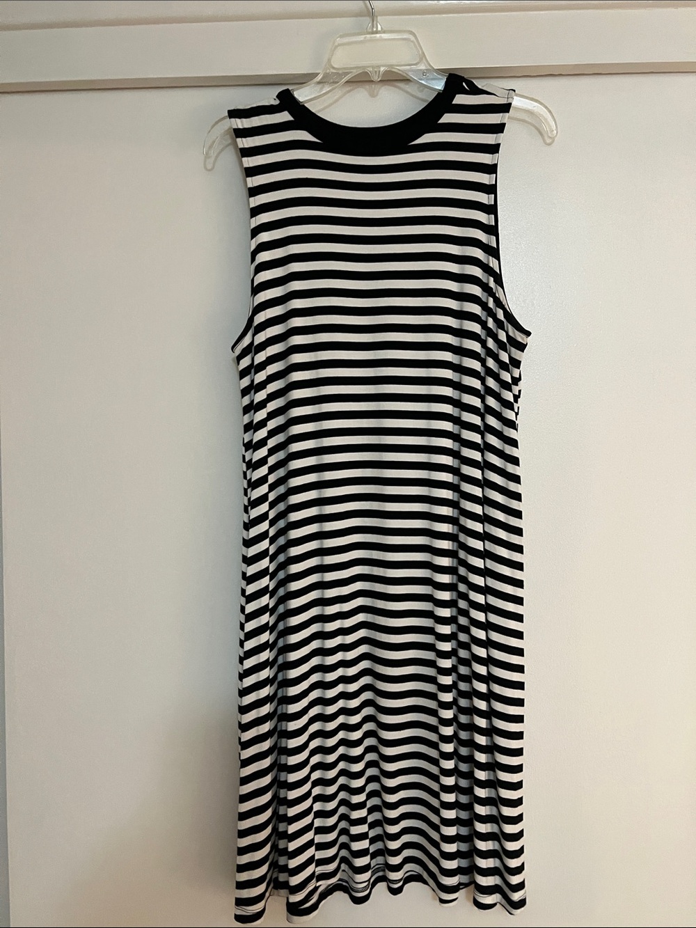 Time and Tru Black and White Striped Sleeveless Swing Dress